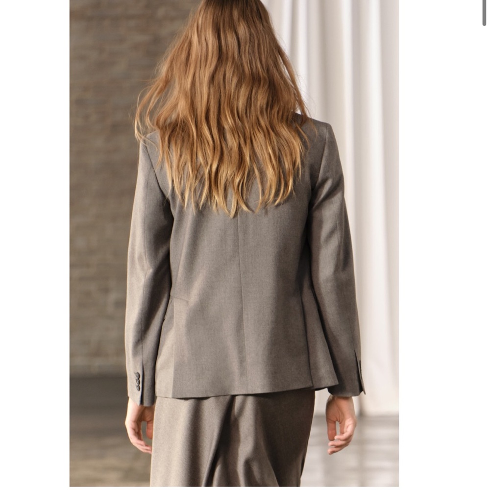 Zara Taupe Gray Double Breasted Wool Blazer Coat ZW Collection NWT - Picture 11 of 16